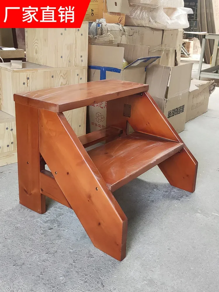 Solid wood household steps, stage ladders, stools, simple stairs, three-step and four-step climbing ladders, platform ladders