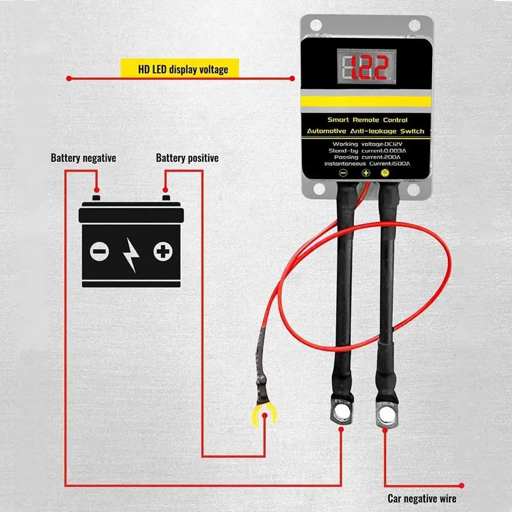 1Pc 12VDC Car Truck Trailer Battery Disconnect Switch Display Wireless LED Leakage Magnetic Protection Lock Control Relay