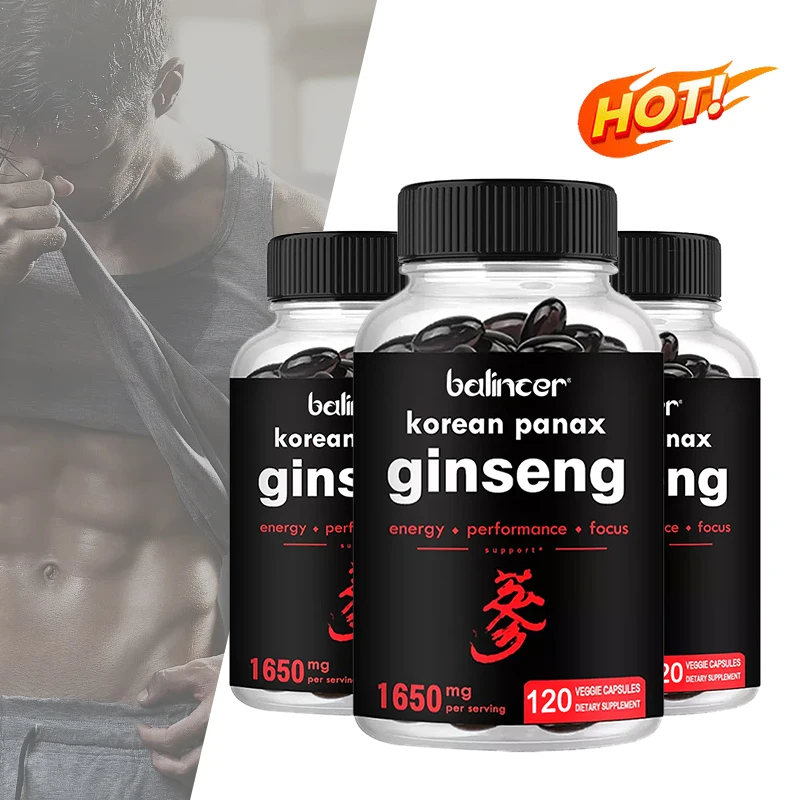Korean Red Panax Ginseng Supplement 1650mg, Support Natural Energy, Vitality, Physical Endurance, Mental Focus & Immune Wellness