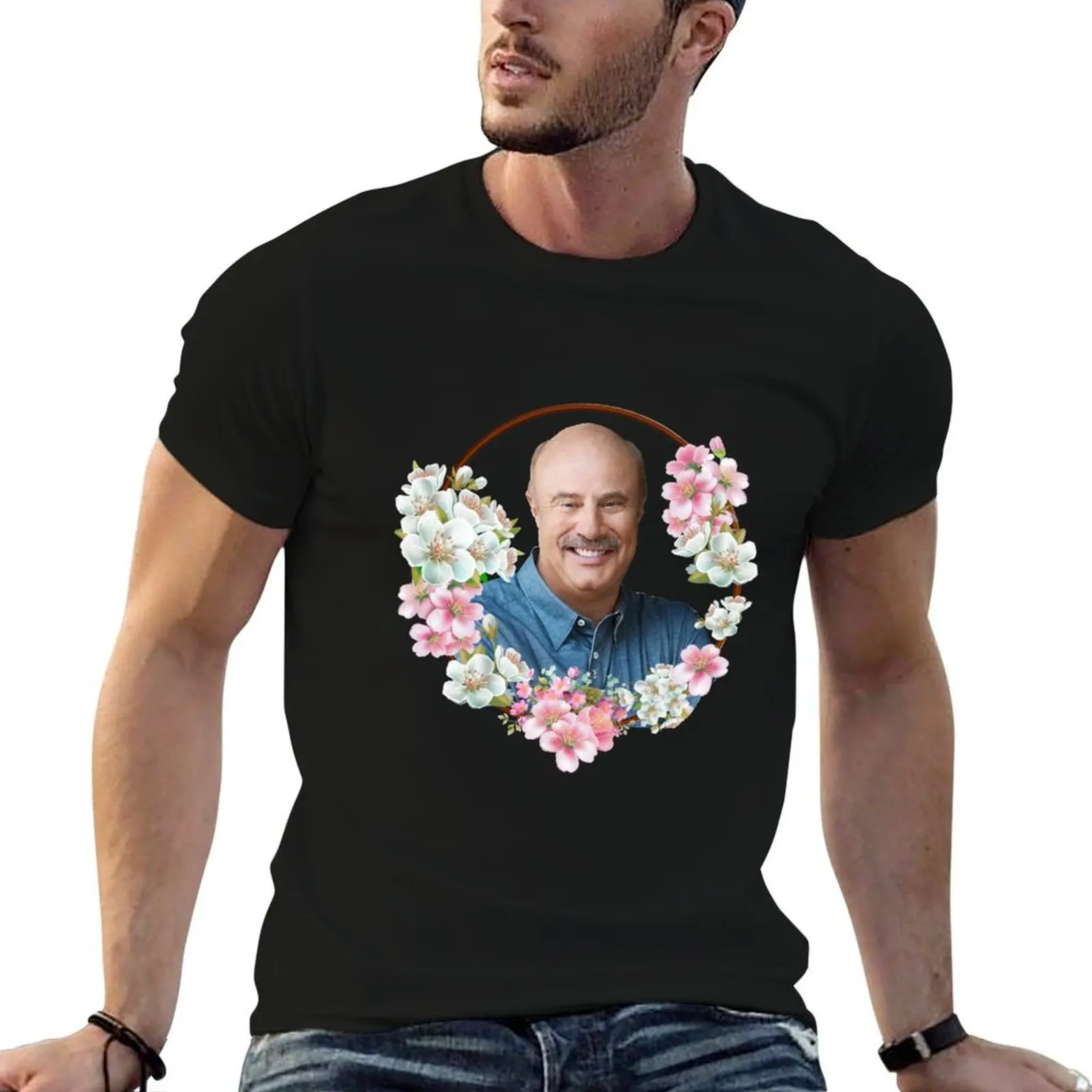 

Dr. Phil - Blue Flower Frame T-Shirt t shirt man luxury man t shirts cotton T-Shirt