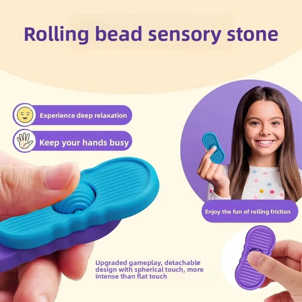 Silicone Sensory Stone Sliding Stress Relief Sensory Fidget with Rolling Ball Attention Concentration Fidgeting