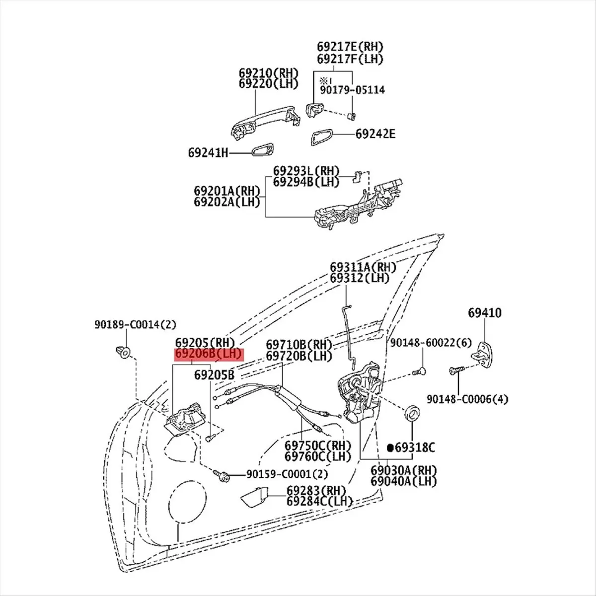 Super Sale 1Pair Front/Rear Inside Door Handle 69206-0N010C0/69205-0N010-C0 for Toyota REIZ GRX13 2010-2017 Inner Door Pull B