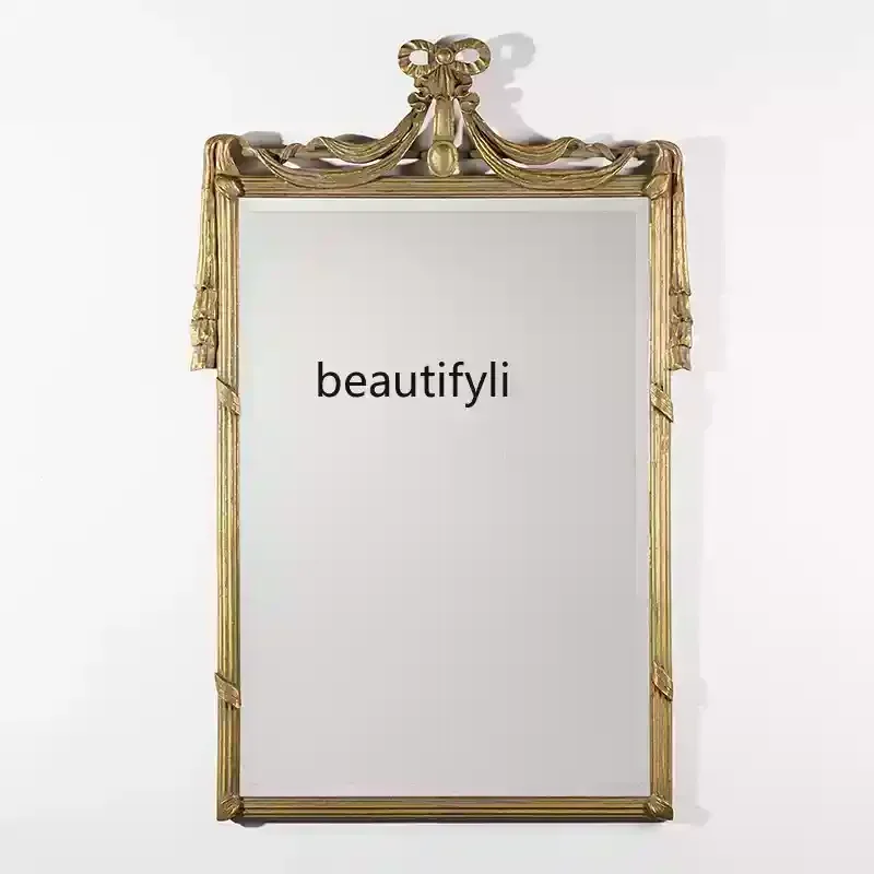 

A16 French vanity mirror retro carved full-body mirror light luxury wall-mounted fitting mirror