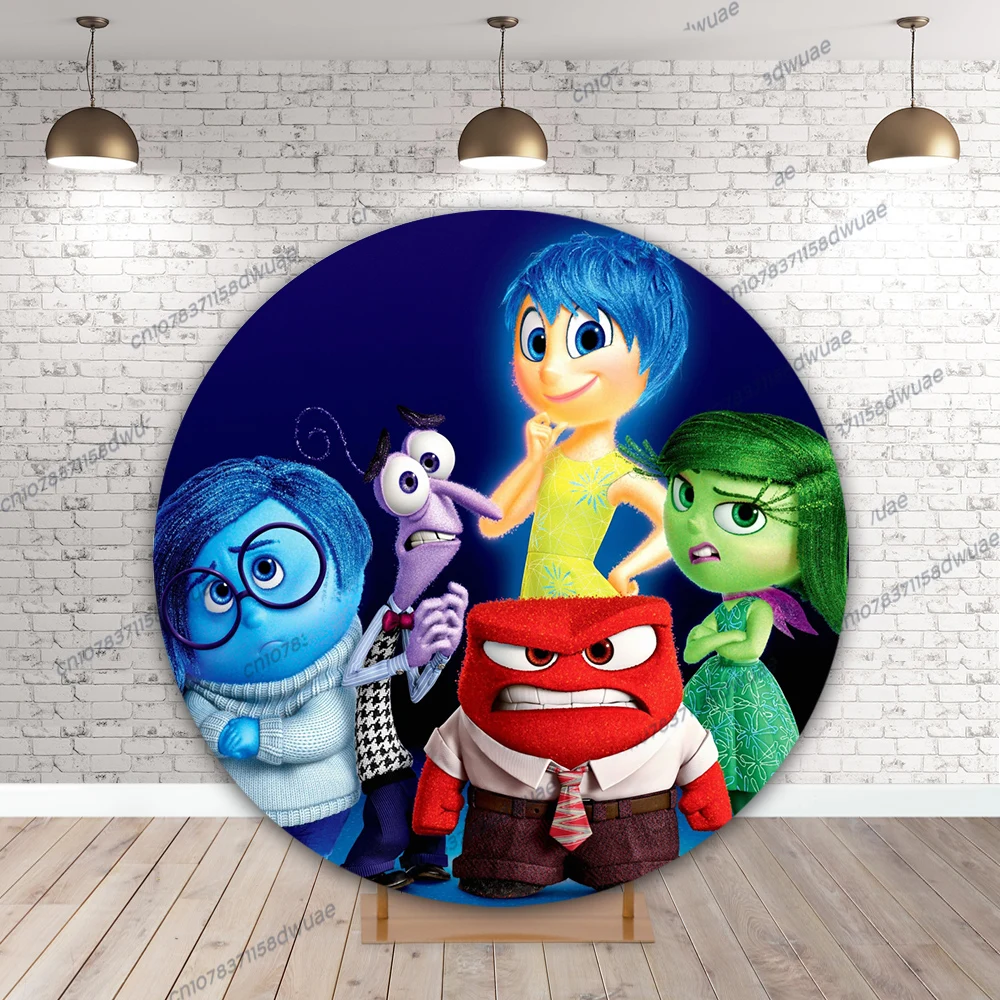 Inside Out Birthday Photo Backdrop Round&Cylinder Cover Photo Background Baby Shower Photography Backdrop