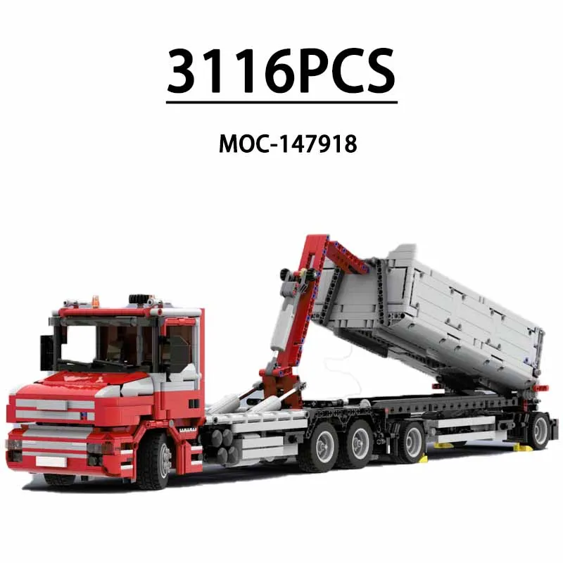 MOC-147918 T114 3 Axle Hook Hook Loader With Trailer Model 3116PCS Compatible Building Blocks Kids Christmas Gift Birthday Gift