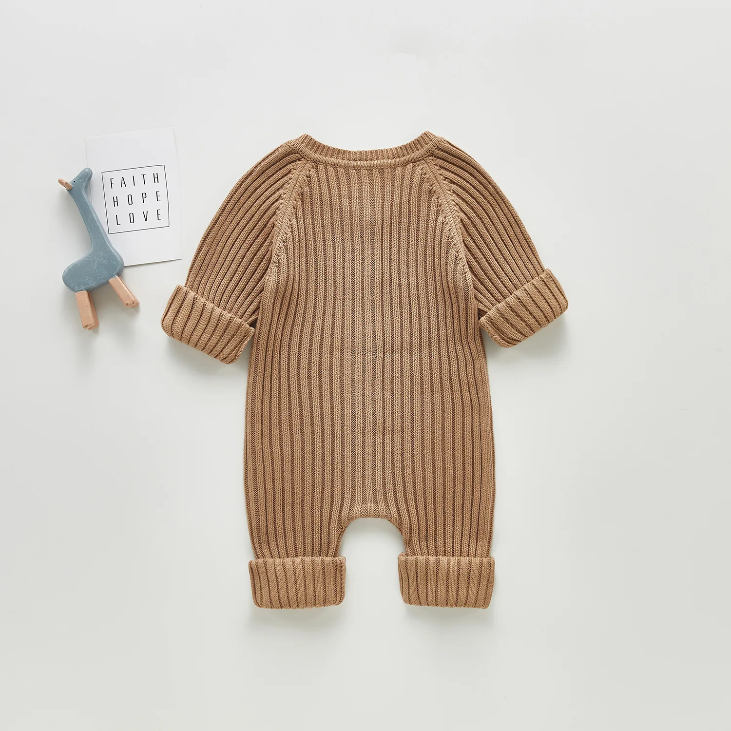 Personalized Solid Knitting Cotton Long Sleeve Outfit Toddler Baby Boys Girl Romper Spring Autumn Newborn Baby Girls Jumpsuit