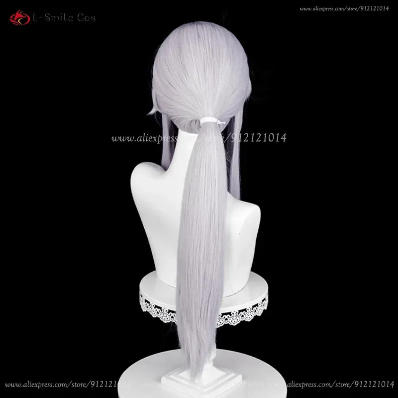 أنيمي فريد باثوري شعر مستعار تأثيري 75 سنتيمتر الفضة الأبيض الباروكات تصفيف الضفائر مقاومة للحرارة الشعر هالوين شعر مستعار للرجال النساء + غطاء شعر مستعار #6