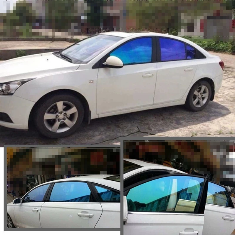 50x600cm VLT70% High-Quality Korean Material HD Car Side Window Chameleon Film Blue Change Protection Sticker Skin