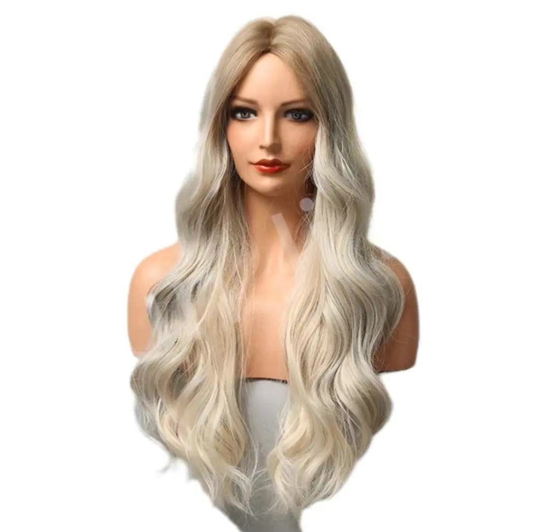 

Platinum Long Curly Hair Big Wave Wig Full Head Natural