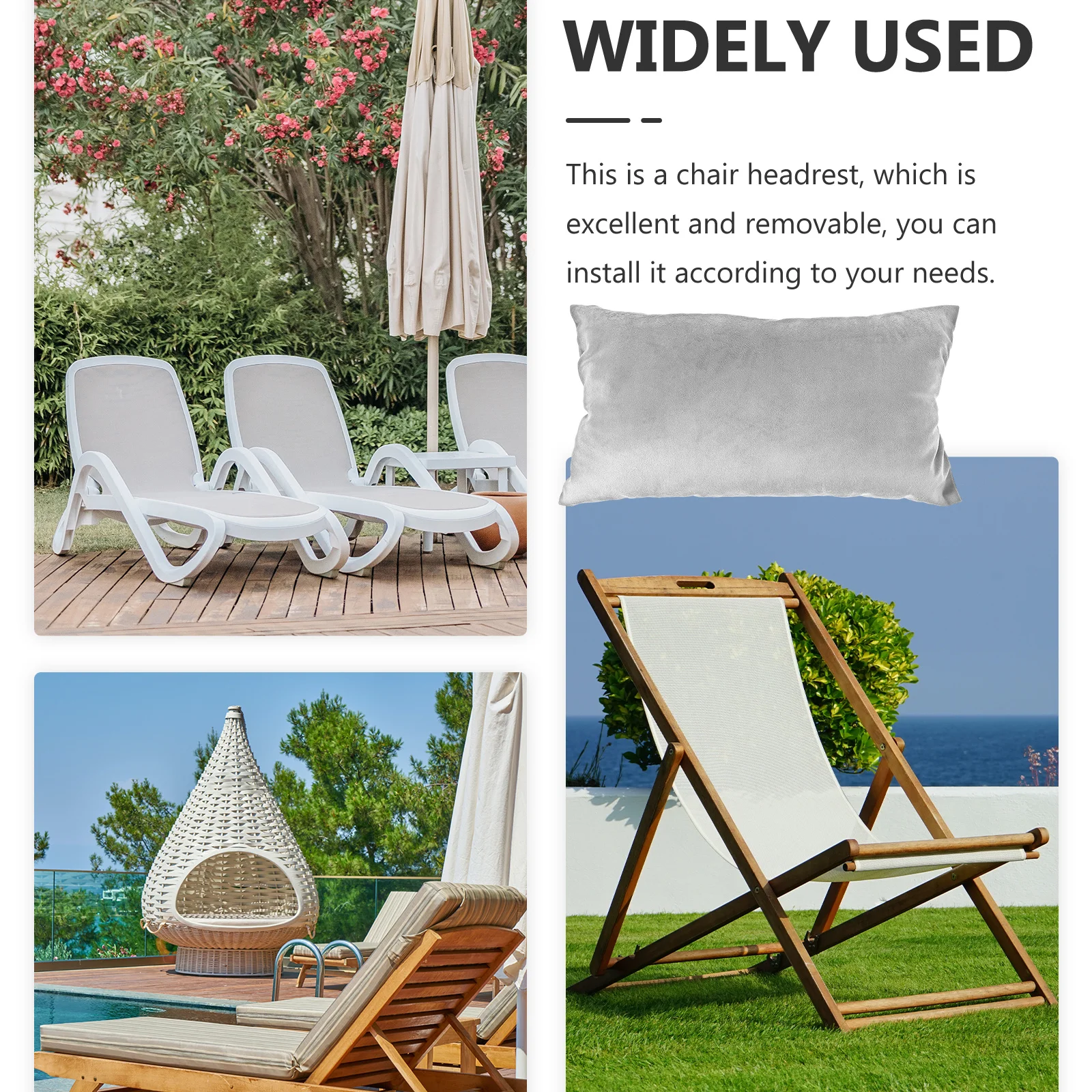 

Chair Headrest Pillow Detachable Neck Support for Home Deck Beach Chair Lounge Accessory Beach Supplies Recliner Pillow