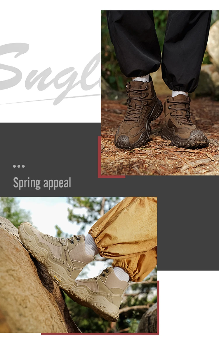 Modische Herren-High-Top-Stiefel mit dicker Sohle, abriebfest, bequem und atmungsaktiv, ideal für Outdoor-Abenteuer, Camping und Wandern. – Detail 2