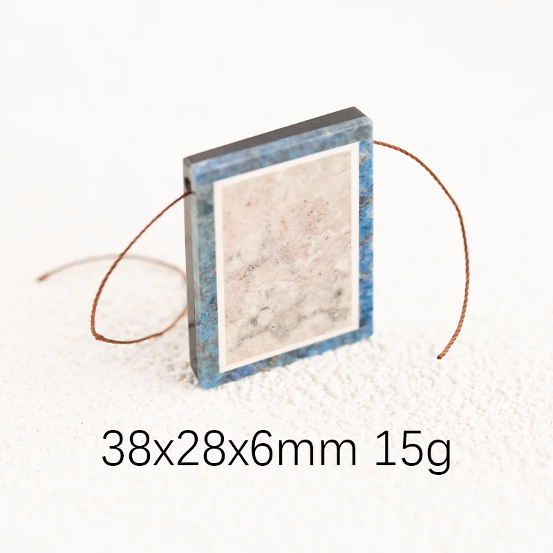 B&F Picture Pendant for Necklace Obsidian Lapis Lazuli Arborization Opal—Handmade Jewelry Charm Gift Accessories 38x28x6mm 15g