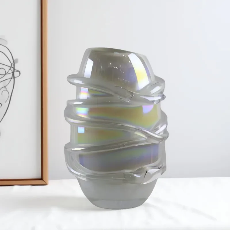 Modern Amber Glazed Ceramic Vase for Living Room Decor Luxury Hydroponic Flower Arrangement Ornament for Hotel Villa Model