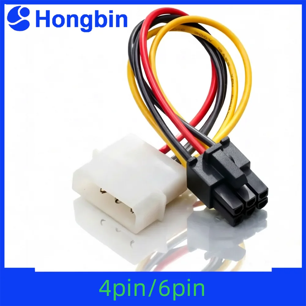Molex Big 4Pin to 6Pin Power Supply Cable Graphics Card Video Display Card Connect Wire for IDE Power Supply Adapter for PC