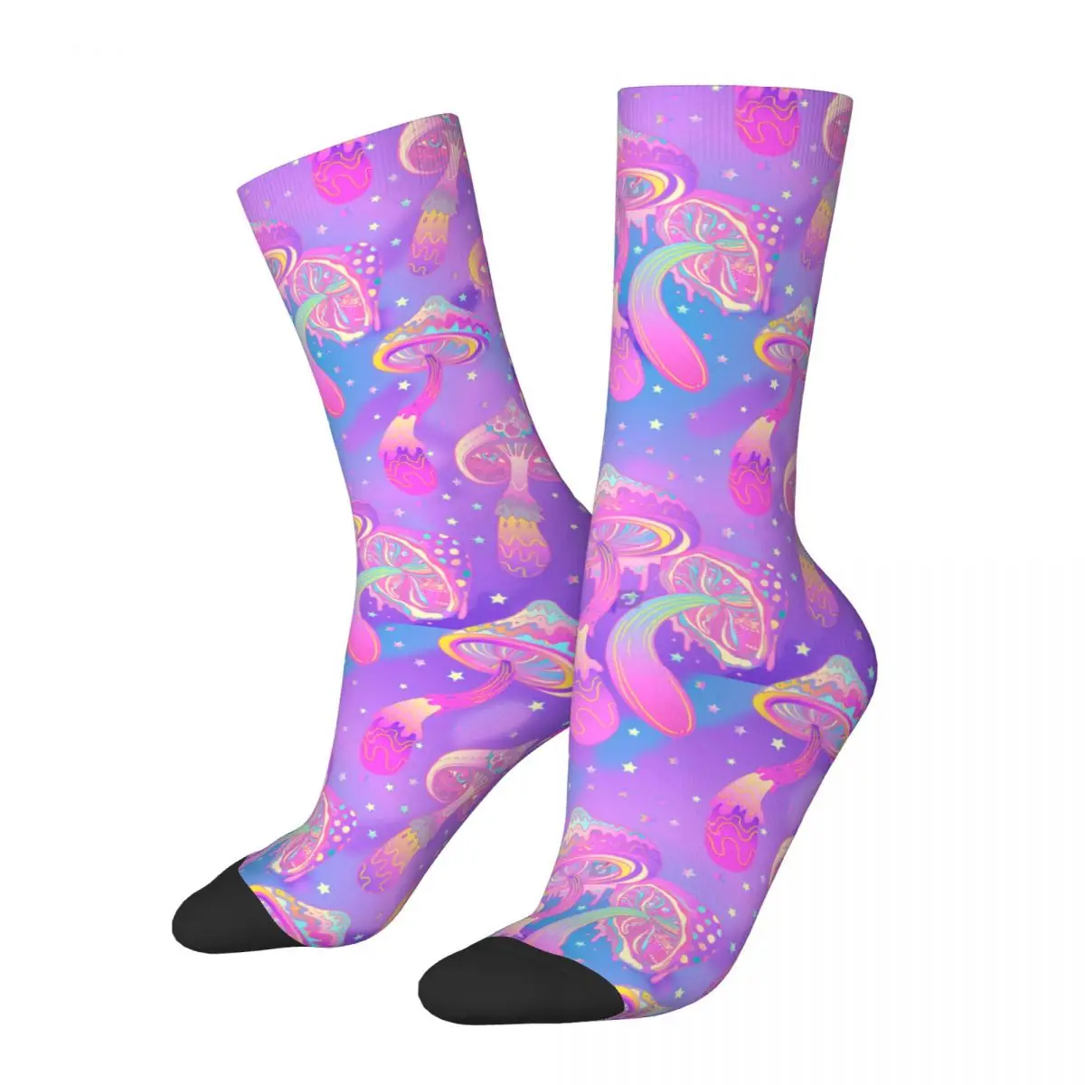 Sock for Men Magic Mushrooms Colorful Art Hip Hop Psychedelic Pattern Quality Pattern Printed Crew Sock Seamless Gift