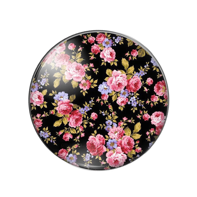 New vintage mix flower rose patternphoto flatback round glass cabochons 25mm 20mm 18mm 14mm 12mm 10mm diy jewerly findings image 6