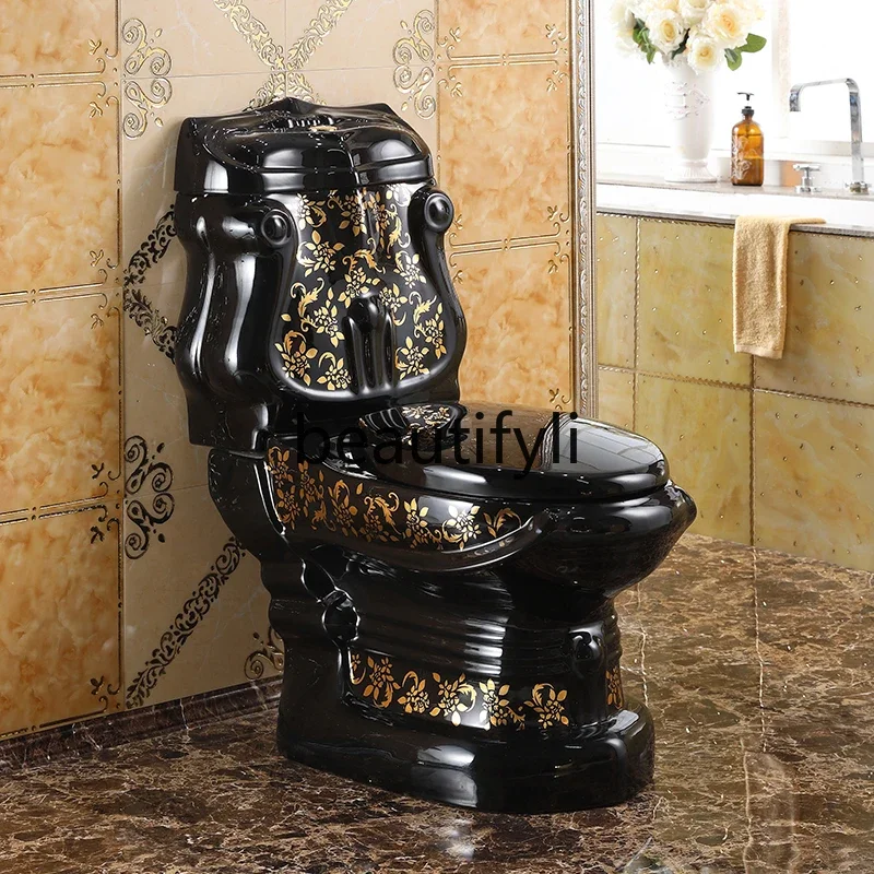 

European-style golden toilet classical court relief toilet water-saving silent personalized toilet