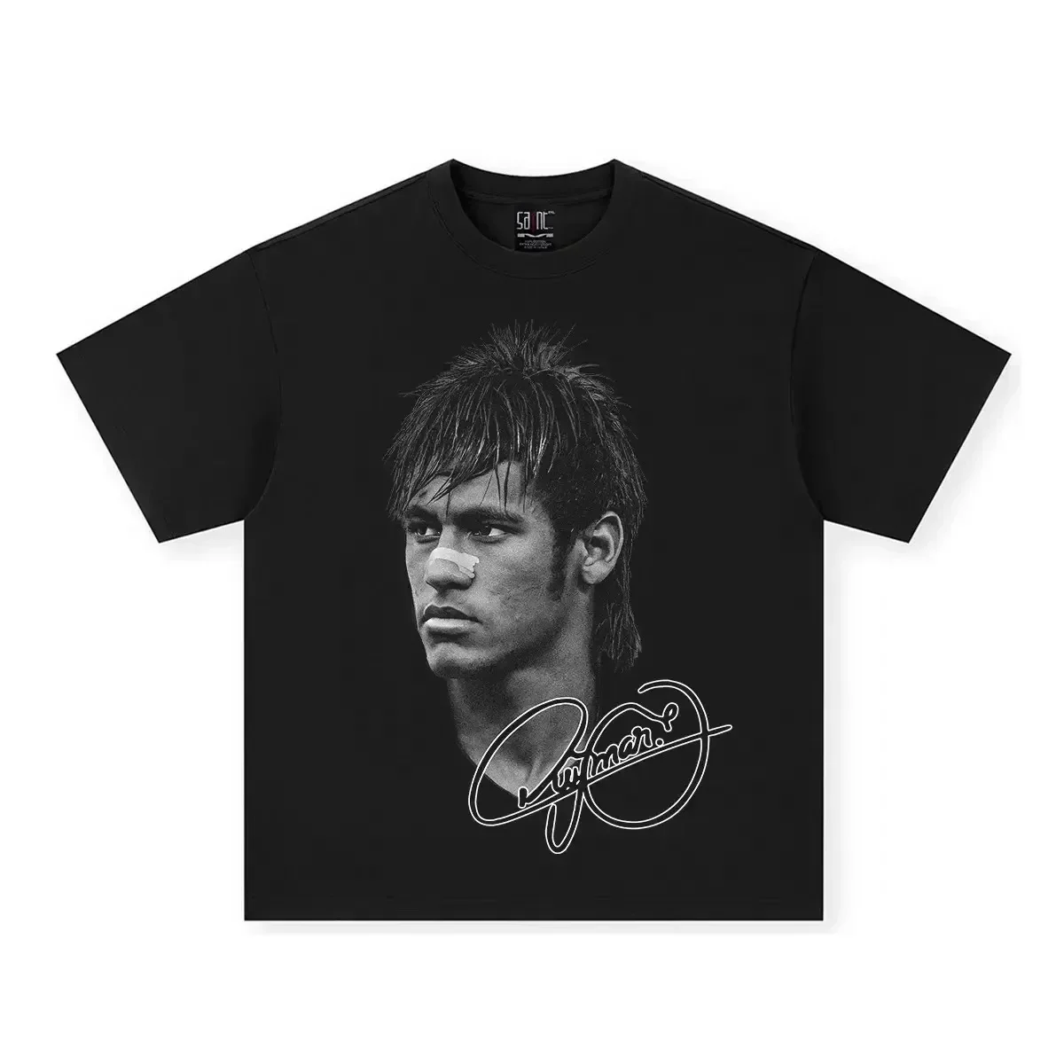 Neymar Neymar Character Print T-shirt Men's and Women's European and American Trendy Brand Heavy  Loose Couple Top