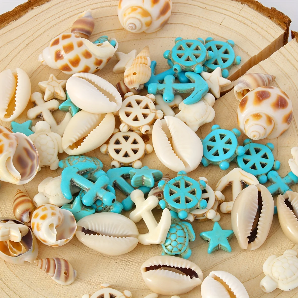65pcs Size Random Natural Shells, Seashells, Stars, Turtles, DIY Handmade Materials, Bracelets, Necklaces, Earrings, Accessories