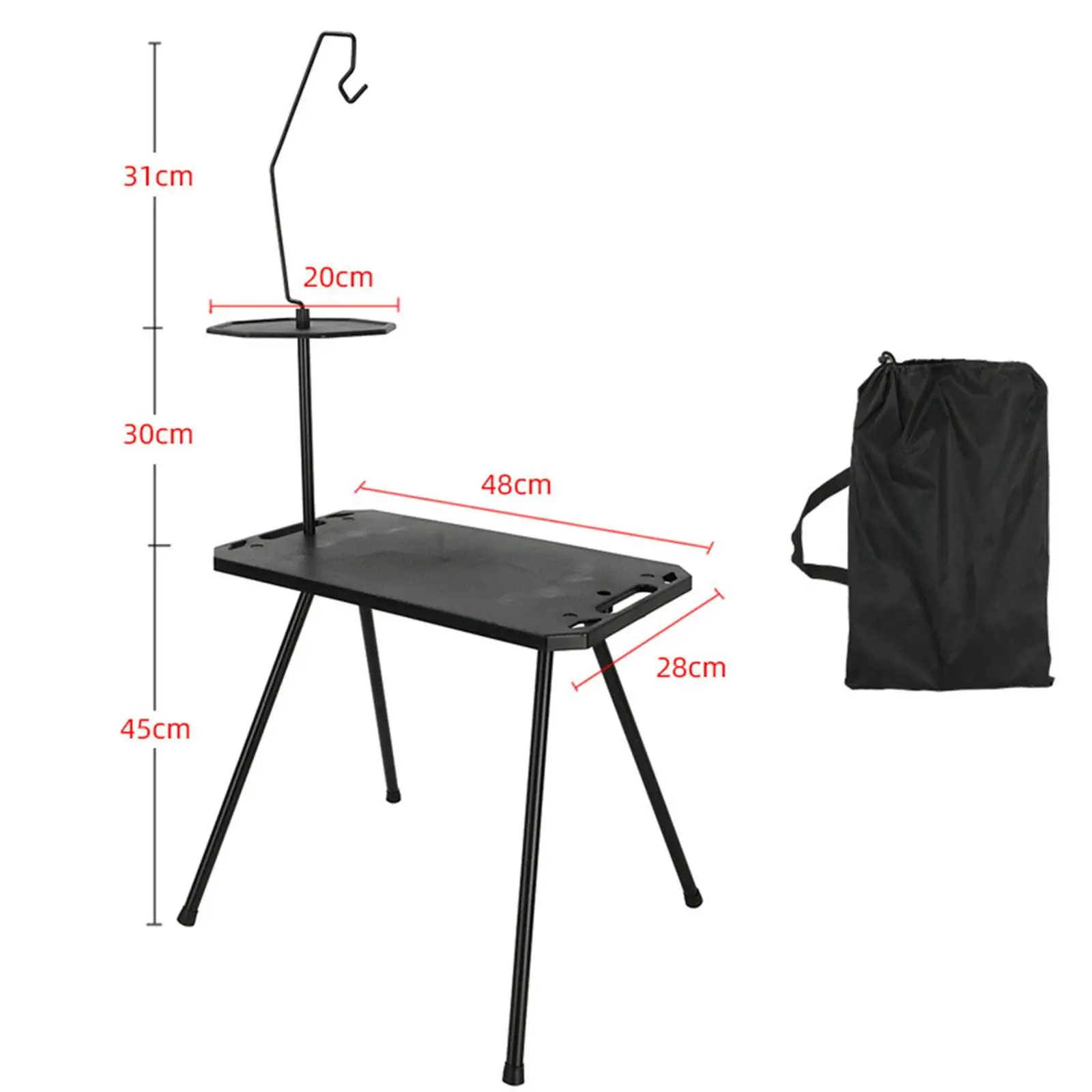 طاولة تخييم قابلة للطي في الهواء الطلق مع حامل فانوس، خفيفة الوزن، مع حقيبة تخزين، أرجل قابلة للفصل #6