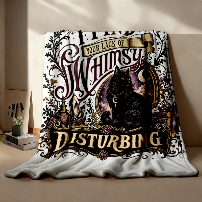 Gothic Witchy Quote Flannel Blanket, I Find Your Lack Of Whimsy Disturbing Flannel Throw, Dark Cottagecore