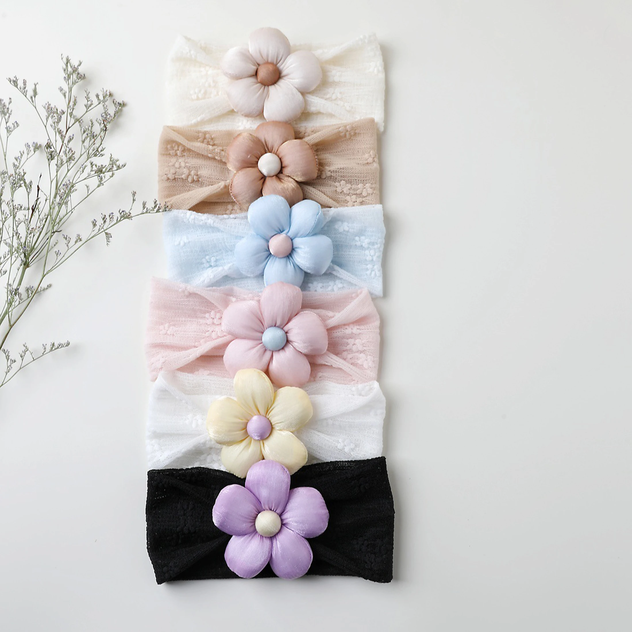 1pcs Baby Girl Headband Lace Mesh Flower Hairband Soft Turban Lovely Bow Kids Headwear Hair Accessories For Newborn Infant