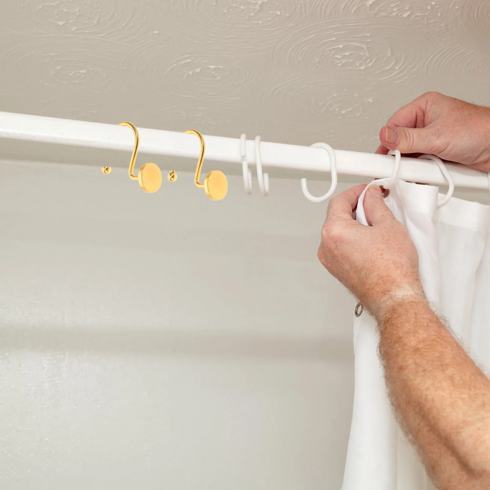 

12Pcs Modern Metal Round Button Design Shower Curtain Hooks Decorative Hangers for Bathroom Rod Window Door Accessory