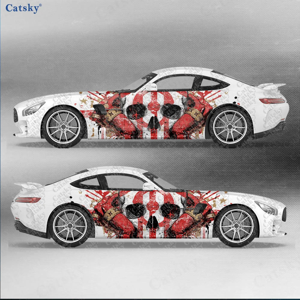 

2 шт. наклеек на боковины автомобиля с изображением черепа в стиле хардкор-панк | Самоклеящаяся водонепроницаемая и устойчивая к царапинам наклейка из ПВХ, подарок-аксессуар для автомобиля