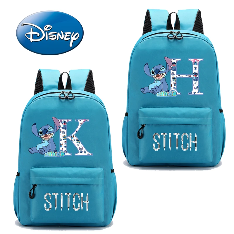 Lilo & Stitch Girls Boys Backpack Knapsack Student School Bags Letter A-Z Cartoon Anime Leisure Travel Bag Kids Birthday Gifts