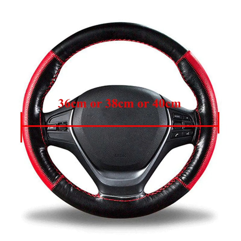 Hand Sewing Car Steering Wheel Cover Genuine Leather Soft Steering Wheel Covers 36 38 40cm Four Seasons Auto Steering Covers