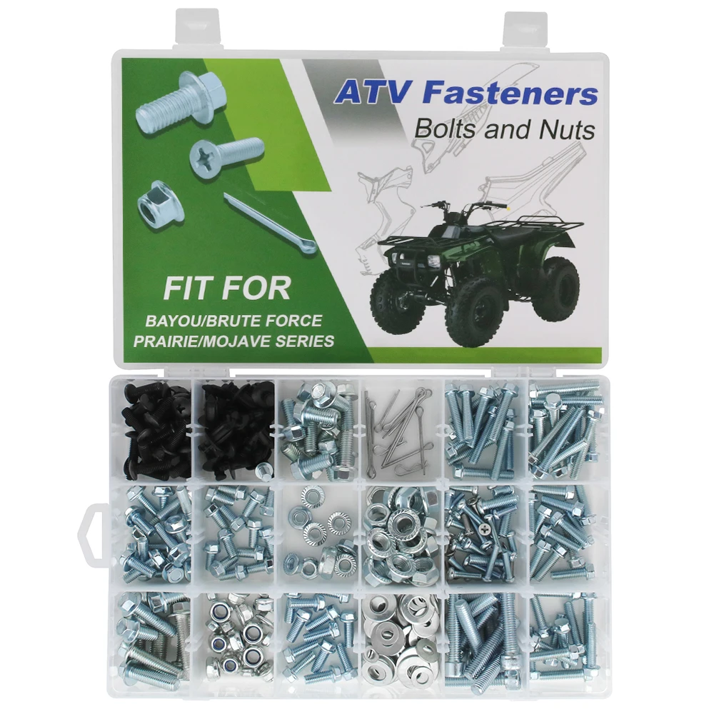 

For KAWASAKI Prairie - KLT250 Prairie 300 360 400 650 700 Mojave 110 250 330PCS ATV Body Engine Plastics Frame Exhaust Bolts Kit