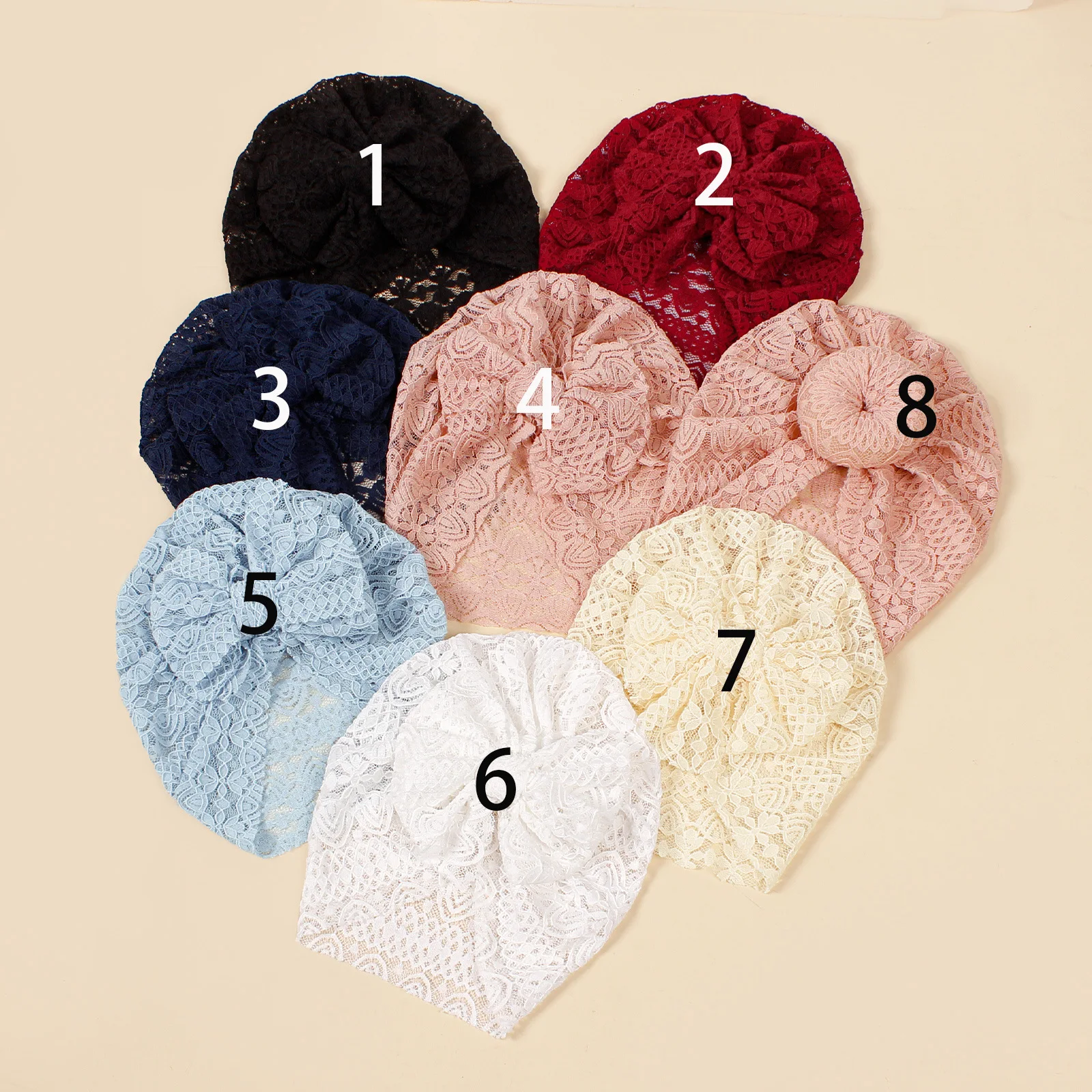 24Pcs/Lot Newest Fashion Sweet Lace Bows Newborn Baby Hats Infant Winter Caps Newfall Beanies  For Toddler Kid Christmas Gift