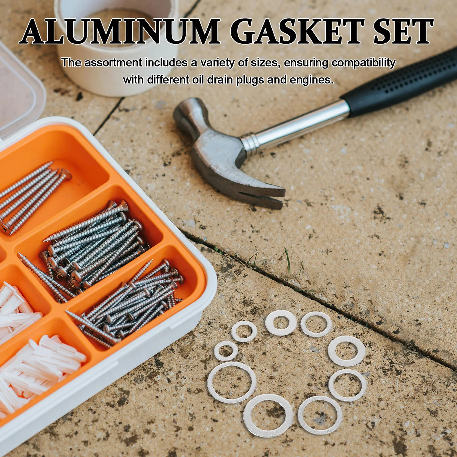 200Pcs Aluminum Crush Gasket Set Temperature Resistant Engine Washers for Oil Plug Replacement Automotive Gasket Assortment Kit