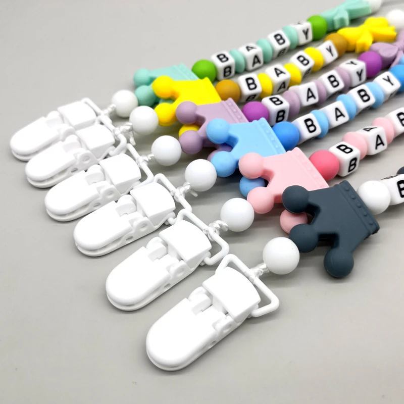 INS Custom English Name Pacifier Clip Handmade Personalized Chain Silicone Holder Baby Infant Feeding Newborn Teether Chew Gift