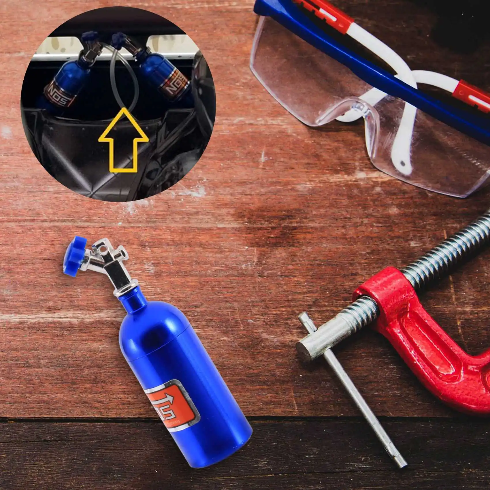 Bottiglia di azoto NOS simulata in metallo per auto cingolata RC 1/10 TRX4 Defender Bronco RC4WD D90 D110 Axial Scx10 90046, blu