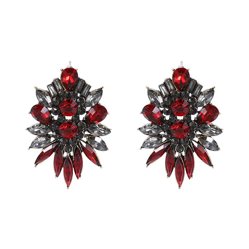 French retro luxury super flash crystal full diamond big earrings high sense fashion trend red carpet earrings wholesale