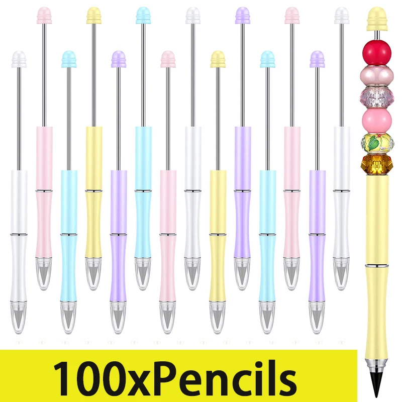 

100Pcs Beadable Inkelss Pencils Infinity Pencils For Writing School Office Supplies Students Gifts