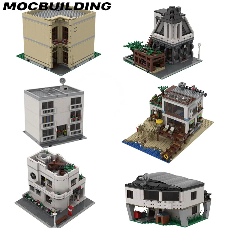 Décennie s de construction MOC en briques, modèle de café, vue sur la rue de la ville, coin d'appartement modulaire, cadeaux de jouets de bricolage, cadeau de Noël