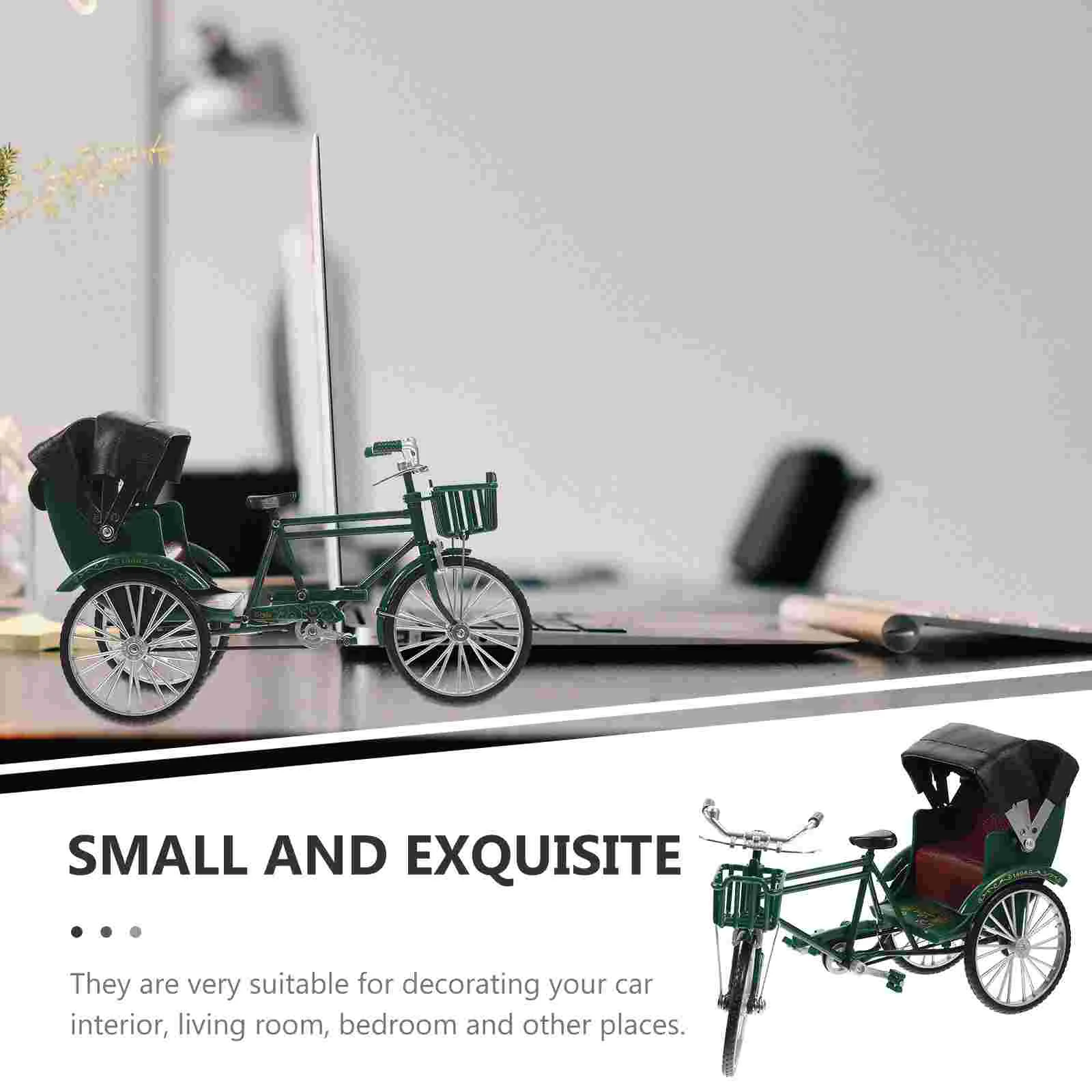 Rickshaw Model Desktop Decoration Car Kits Mini Motorcycles Jinrikisha Crafts Home Child