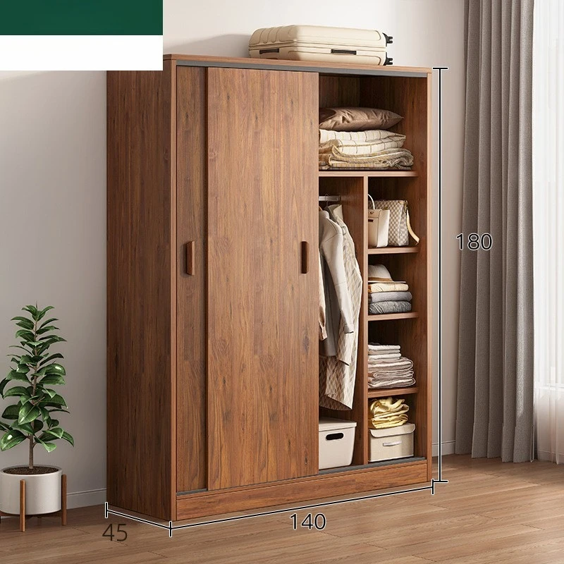 Sliding Door Wardrobe Home Bedroom Coat Cabinet Rental Room Wooden Storage Cabinet Small Apartment Simple Children's Wardrobe