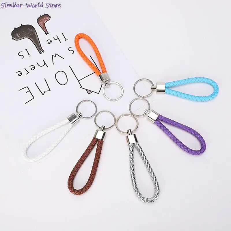 1 PCS PU Leather Braided Woven Rope Keychain DIY Bag Pendant Key Chain Holder Key Car Trinket Keyring For Men Women Jewelry