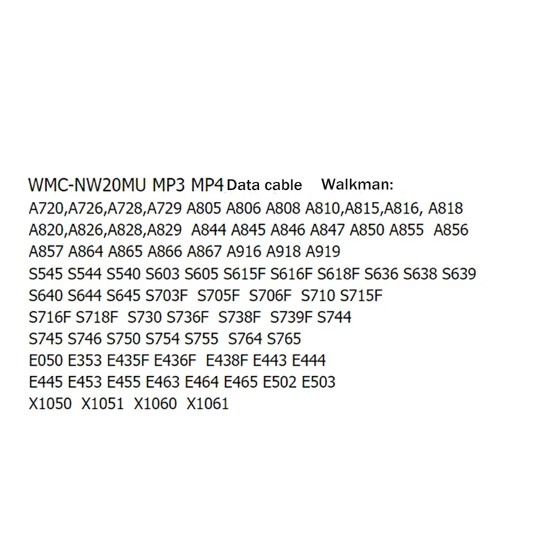 WMC-NW20MU USB Cable Data Pour for Sony MP3 MP4 Walkman NW NWZ Type(1.25M)