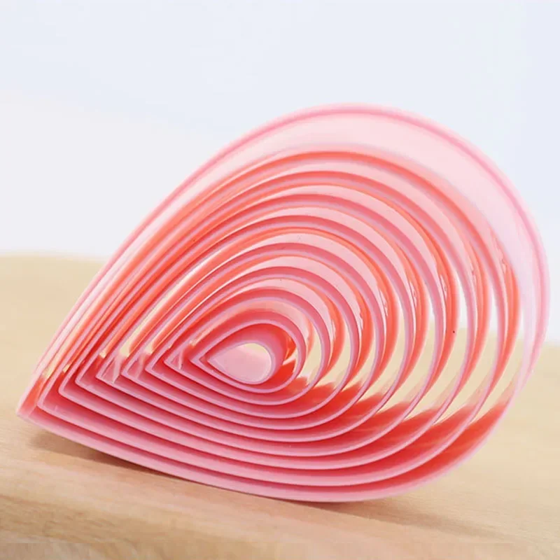 10pcs/set Water Droplets Cookie Cutter 1.5-9.6cm Rose Flower Petal Pastry  Cutting Mold DIY Fondant Cake Kithchen Baking Tools