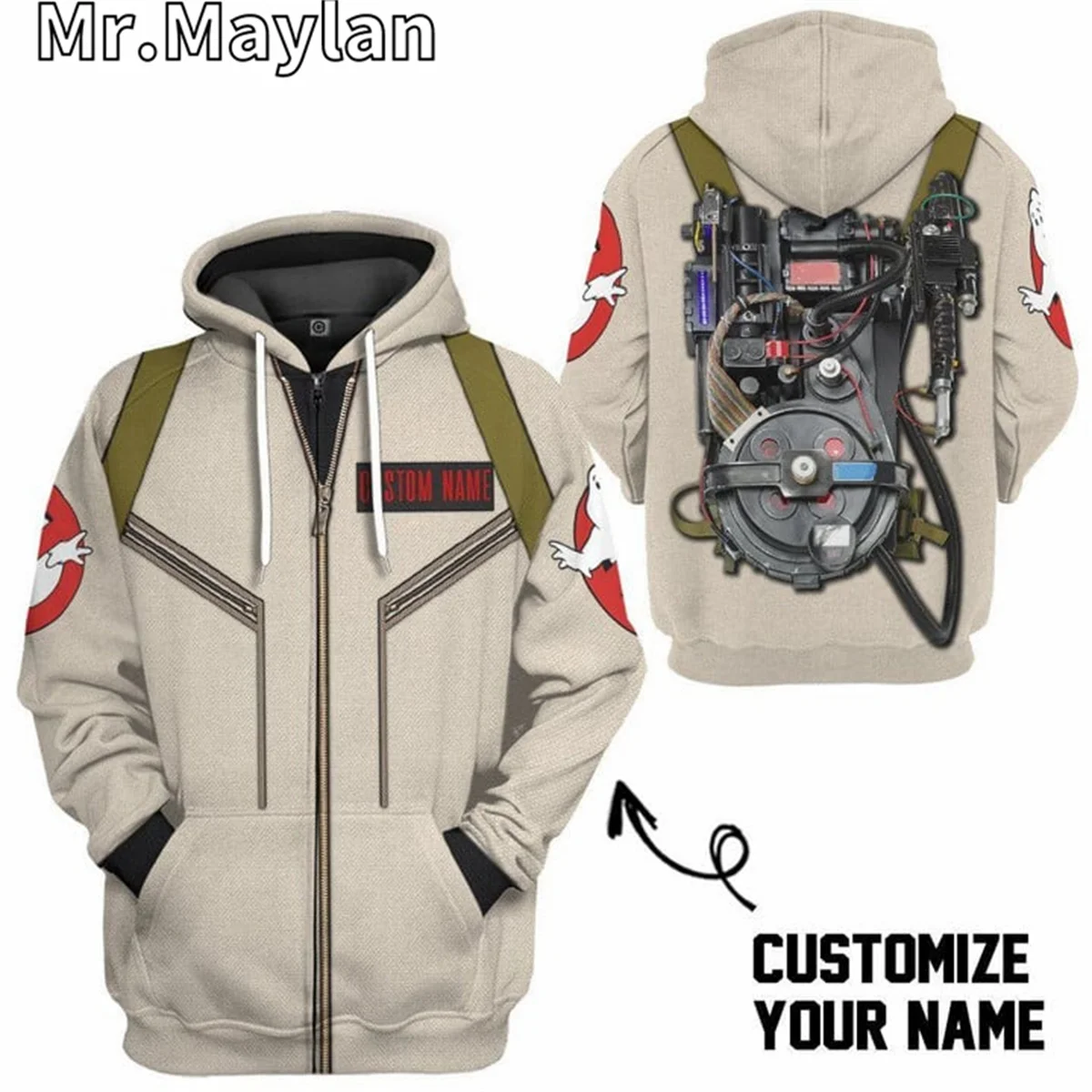 

Personalized 3D Ghostbusters Venkman Hero Custom Cosplay Costume Zip Up Hoodie Unisex Street Pullover Casual Jacket Tracksuit