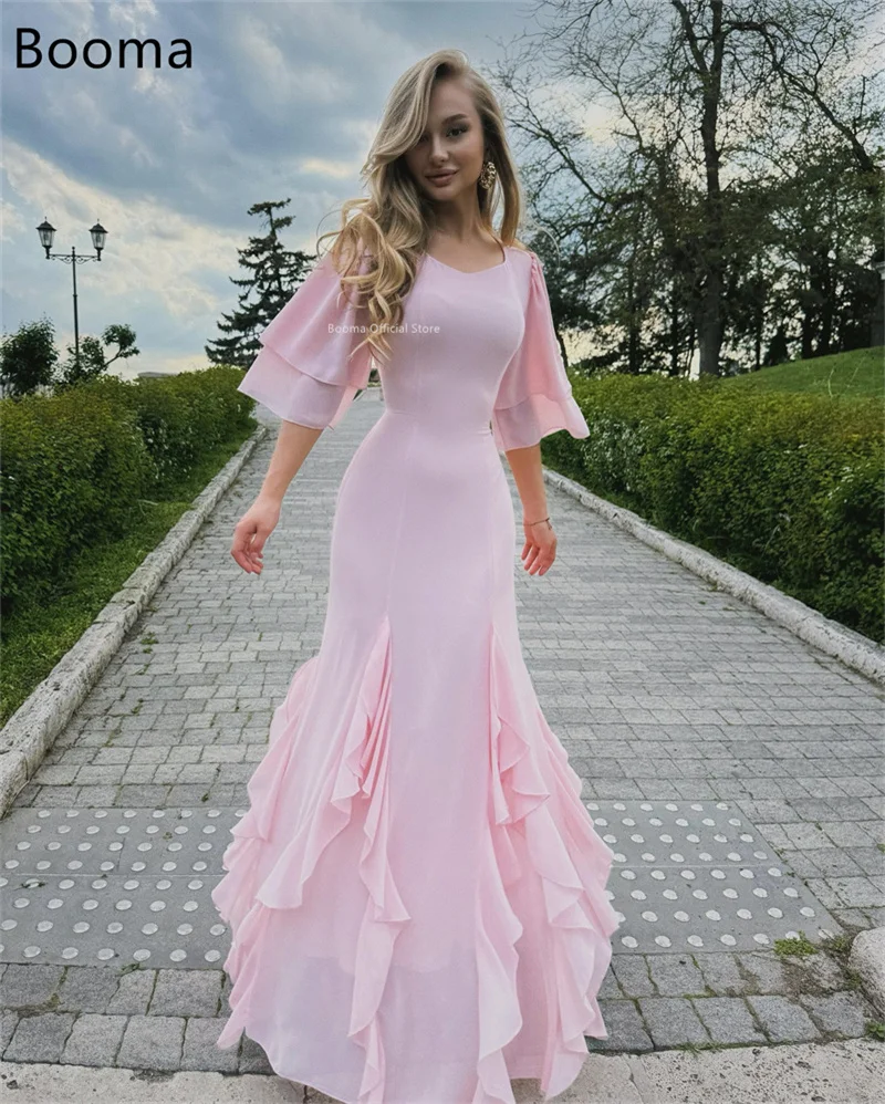 Booma Mermaid Simple Evening Dresses Pleat Long Formal Dresses O-Neck for Women Elegant Prom Gowns Custom Made 2025