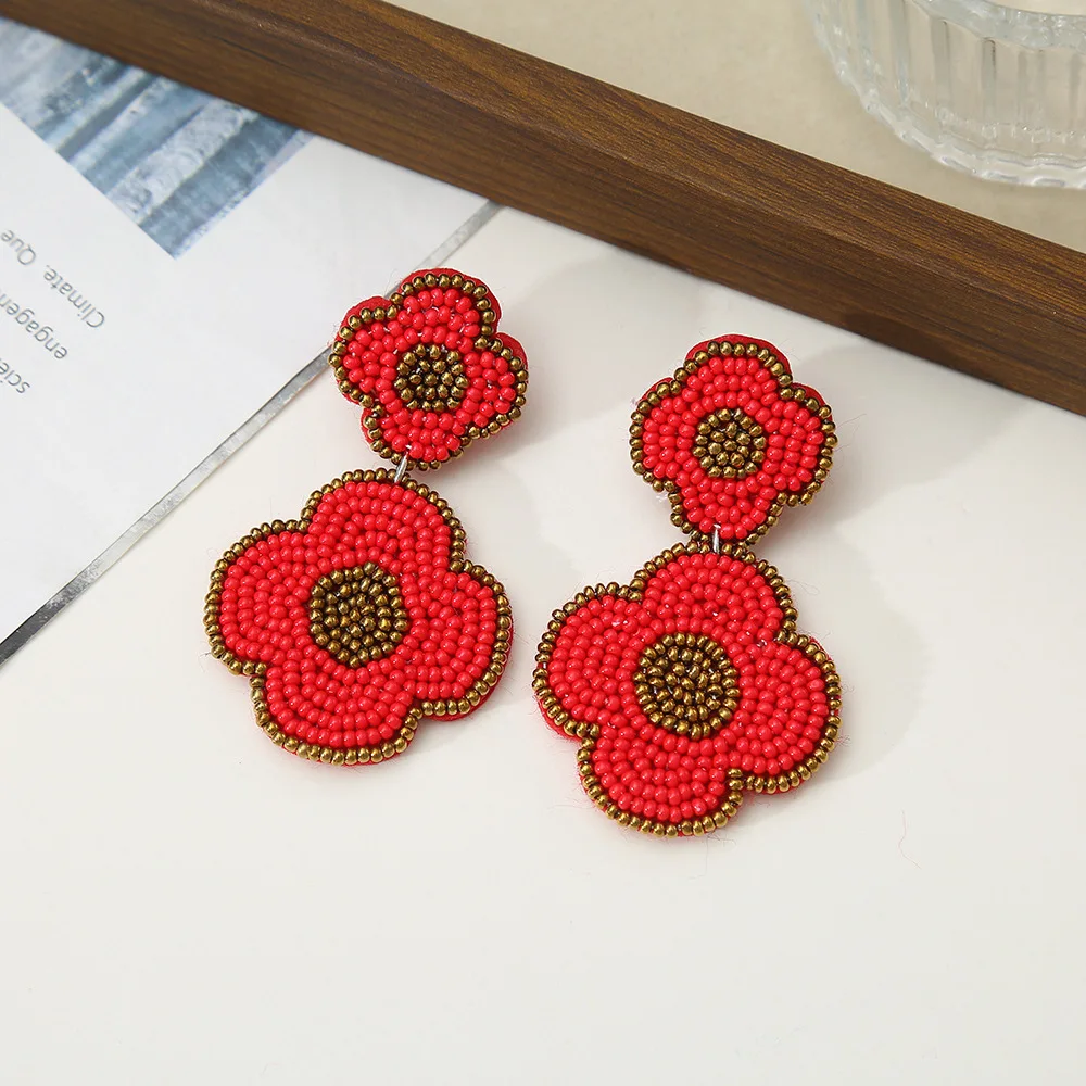 

Богемные тканевые художественные серьги из бисера с дизайном бутылки прилива, ручное вязание, сплав, простые женские украшения из рисовых бусин