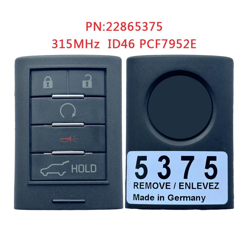 TXK030007 For Cadillac SRX 2010-2014 Smart Remote Key Keyless 4+1 Button 315MHz ID46 PCF7952E PN:22865375 NBG009768T