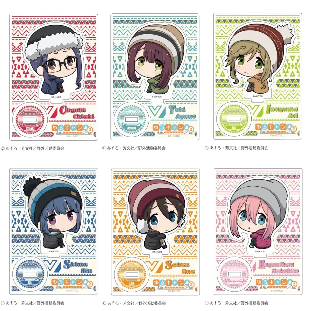 Anime Fans Gifts Charm Yuru Camp△ Shima Rin Inuyama Aoi HD Characters Acrylic Stand Collection Props Ornaments About 15cm