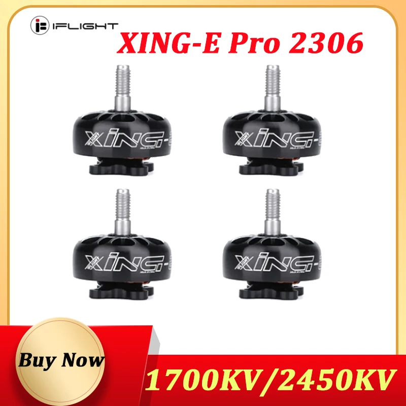 

IFlight XING-E Pro 2306 1700KV 2450KV 2-6S Бесщеточный двигатель с валом из титанового сплава 4 мм, пропеллер 5-6 дюймов для гоночного дрона FPV