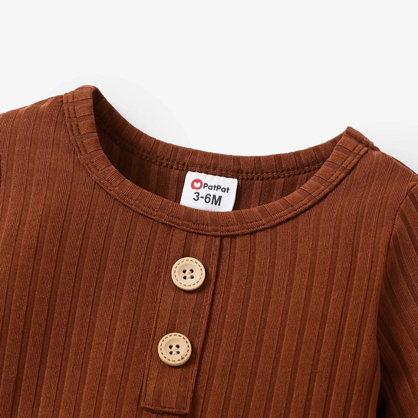 PatPat Baby Boy/Girl Solid Ribbed Long-sleeve Jumpsuit with Pocket Soft and Comfortable Perfect for Outings Basic Style